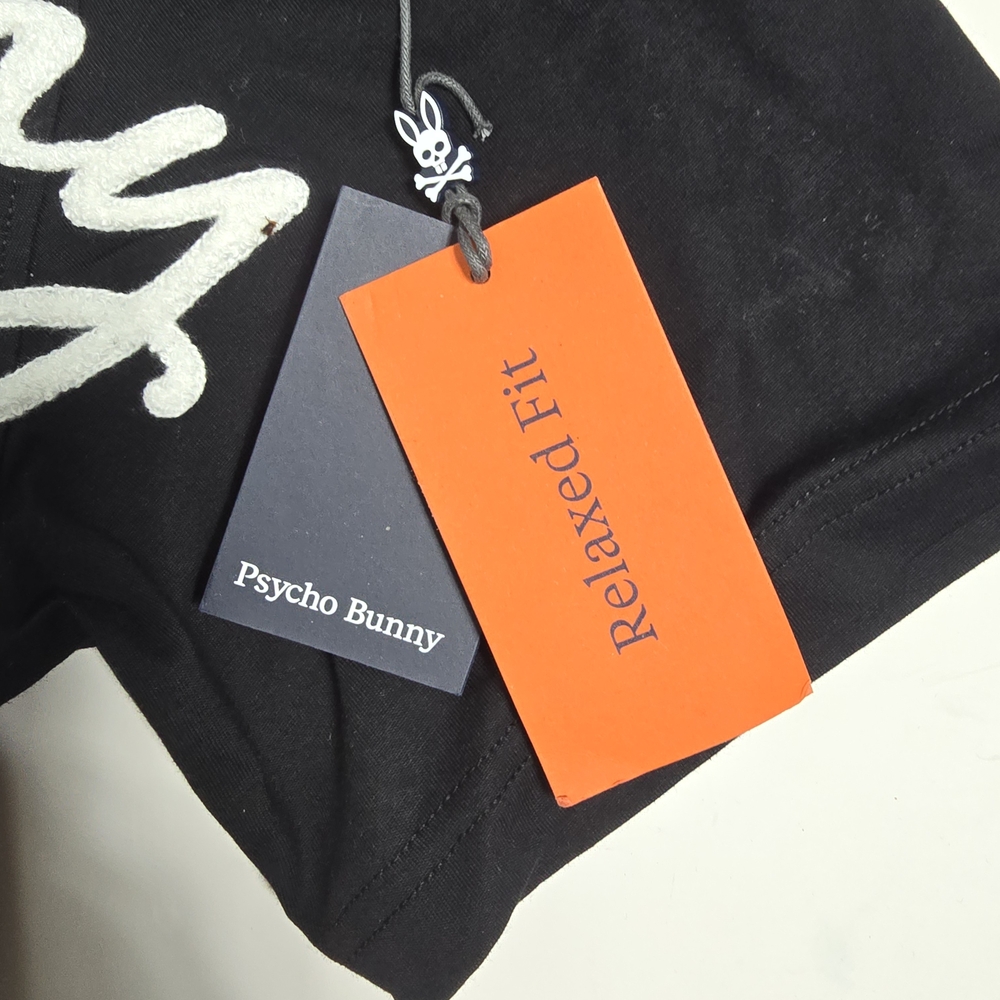 Psycho Bunny Black Tee with White Script Logo - Picture 7 of 8
